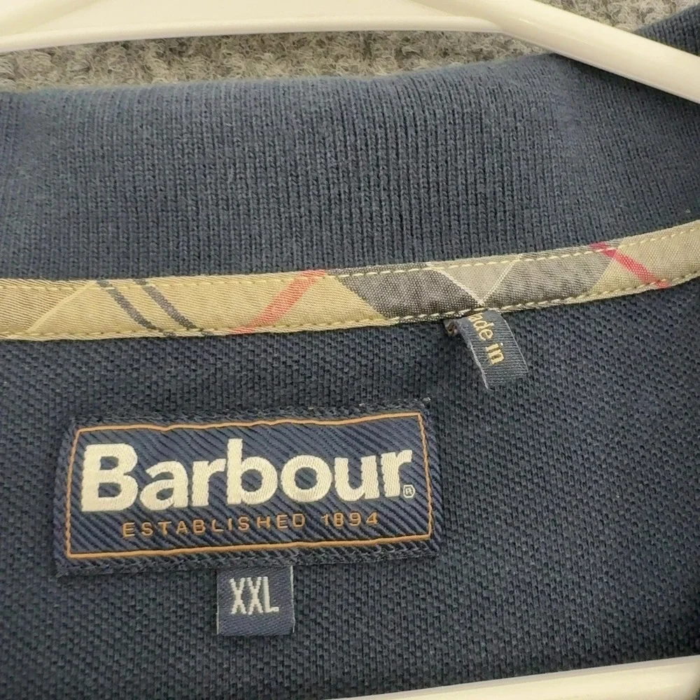 Barbour Polo Shirt Mens XXL Navy Blue Cotton Long Sleeve Classic Outdoor Style